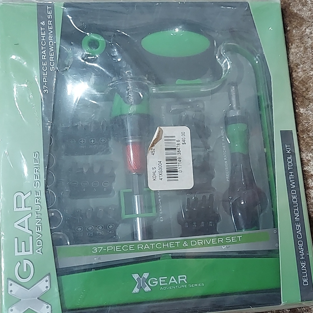 X-Gear 37 Piece Ratchet and screwdriver Set, Green